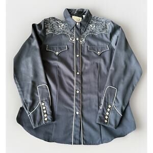 Roper Western Men's Black Longsleeve Pearl Snap Shirt Size XL Cowboy Rodeo